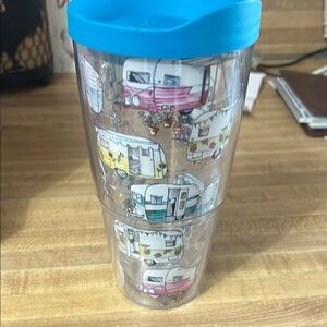 Colorful Camper Tumbler with Blue Lid